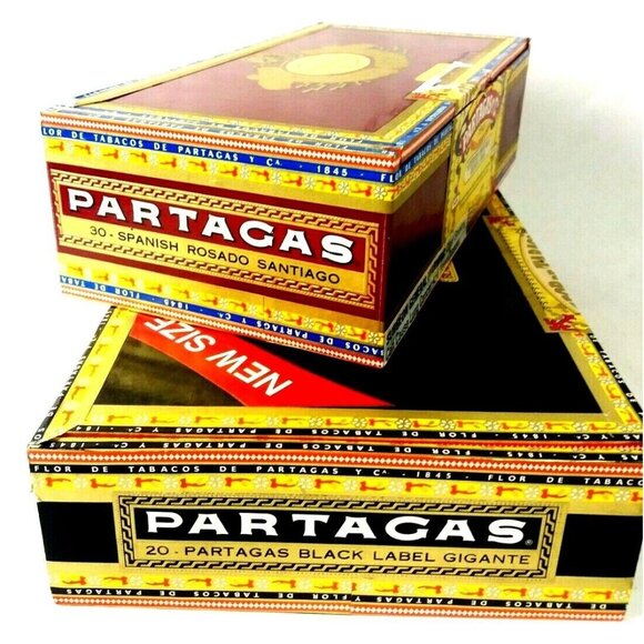 Partagas Wooden Cigar Boxes Empty Storage Lot of 2 Black Label Spanish Rosado - Picture 7 of 10